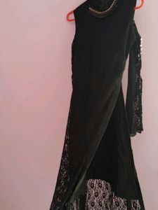 Black Additional  Long Cut Shoulder Kurti