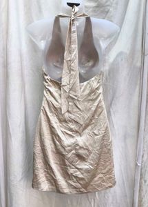 6211.Cream Halter Mini Dress