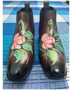 Floral Painted Leather Boots
