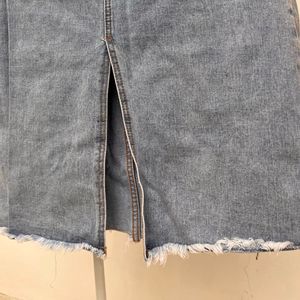 Denim Slit Skirt