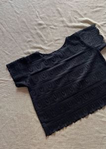 Black Textured Short Sleeve Top