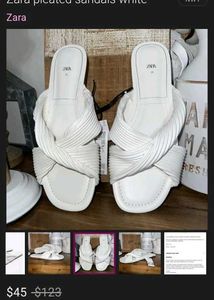 Zara Pleated Sandals White