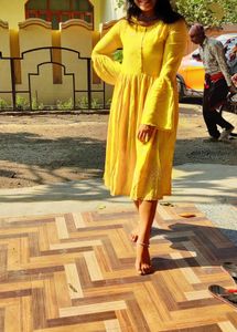 Yellow Printed Maxi Dress