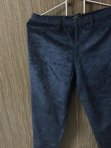 Navy Velvet Pull-On Pants
