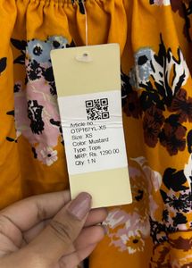 Berrylush Mustard Floral Printed Bardot Top
