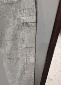 Gray Wash Cargo Jeans