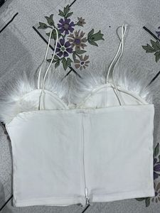 Feather Trim Bandeau Top
