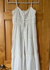 Mango Frill White Cotton Dress