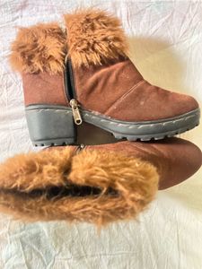 Fuzzy Brown Fur Shoes