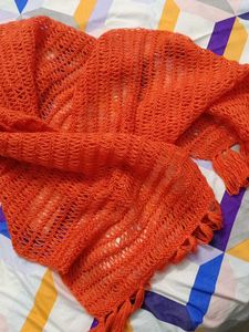 Royal Orange Crochet Muffler Stole