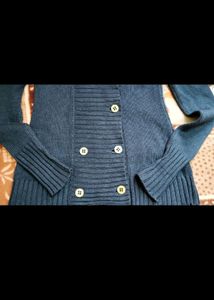 Navy Blue Woolen Over Coat For Styling