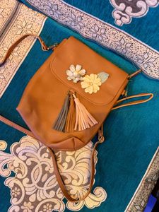Brown Floral Crossbody Bag