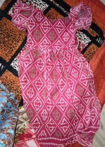 Pink Bandhani Print Dress