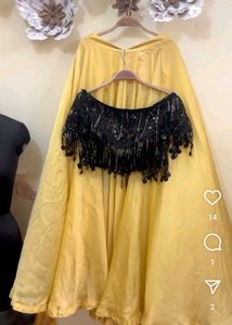Tassel Blouse With Satin Lehenga Set