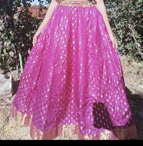 Magenta &amp; Gold Lehenga Skirt