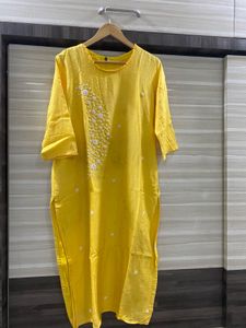 Yellow Embroidered Kurta