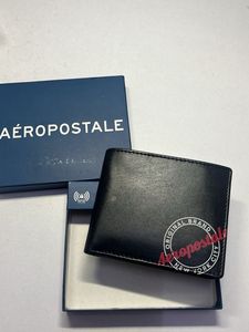 AUTHENTIC AEROPOSTALE BLACK GENUINE LEATHER WALLET