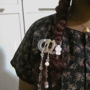 Pink Beaded Hair Claw Clip Accessory