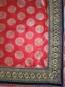 Red Wedding And Festive Saree With Stiched Blouse