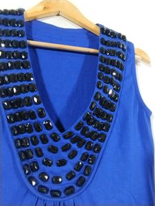 Blue Printed Sleeveless Dress (Women)