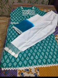 Women Kurti Trouser Dupatta Set