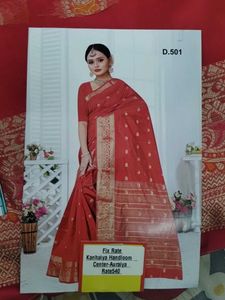 Red Zari Border Saree With Booti