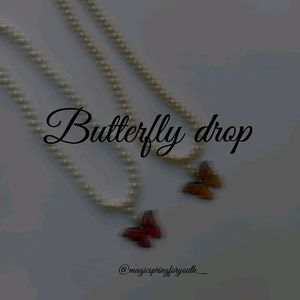 Butterfly necklace pink &amp; yellow chimes..⊰⁠⊹ฺ