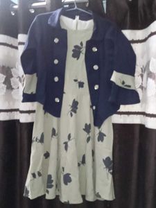 Floral Dress with Navy Blue Jacket