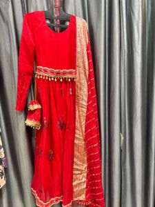 Red party wear gown
