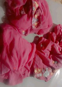 Rose Colour Silk Shalwar Kmeez Duptta
