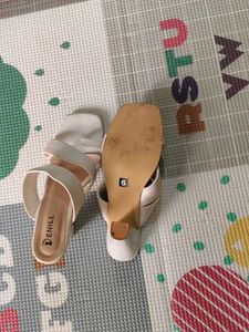 White Criss-Cross Heeled Sandals