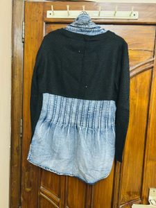 Denim Shirt With Woollen Top