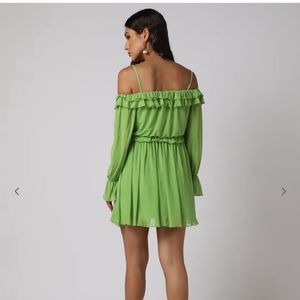 Green Ruffle Mini Dress