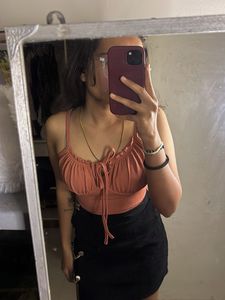 Ribbed Tie-Front Tank