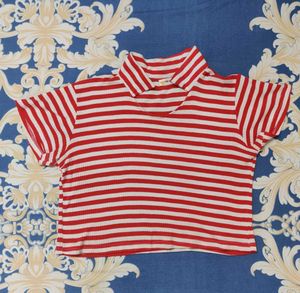 Red And White Crop Top