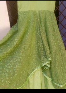 Green Embellished Tiered Dress