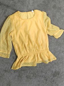 Yellow Ruffle Peplum Top