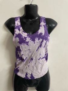 Purple N White Tie Dye Tank Top