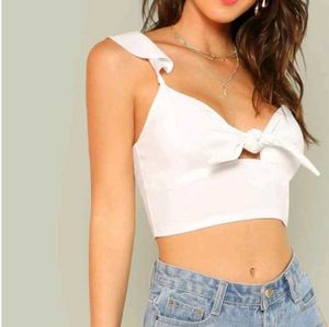 Shein Cute Tie-Front Crop Top