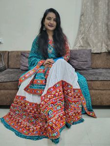 Blue And White Lehnga Choli Navratri Sale
