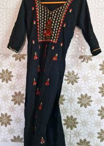 Solid Black Women Formal Kurti