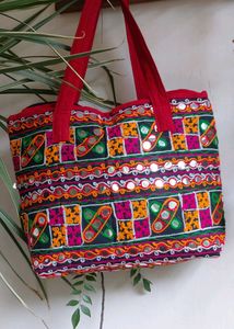 Multi Color Gamthi Work Hand Bag