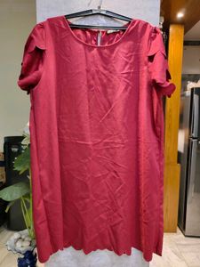 Red Sleeved Casual Dress