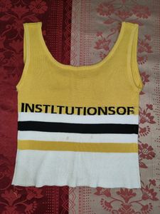 Sleeveless Yellow Crop Top