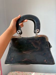 Blue Glossy Hand Bag