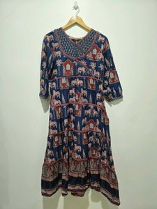 Elephant Print Tiered Midi Dress