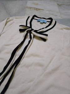 Chic Cream Bow Tie Sweater