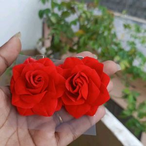 Red Rose Hair Clips