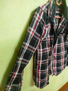 Khaki Blue Men Shirt