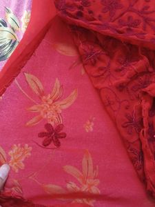 Red Embroidered Kurta